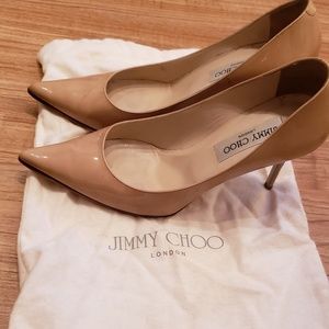 Jimmy Choo Nude Patent Leather Pump